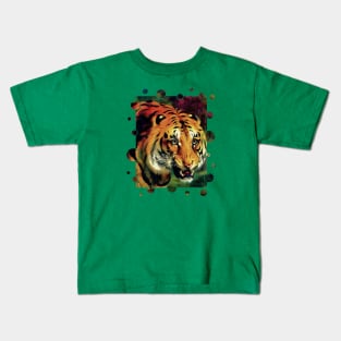 Bengal Tiger Vector With Circle Edge Cut Out Kids T-Shirt